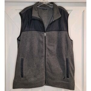 NAUTICA Slim Fit Nautex Fleece Vest Charcoal Dark Gray Men's Size XL $70 MSRP